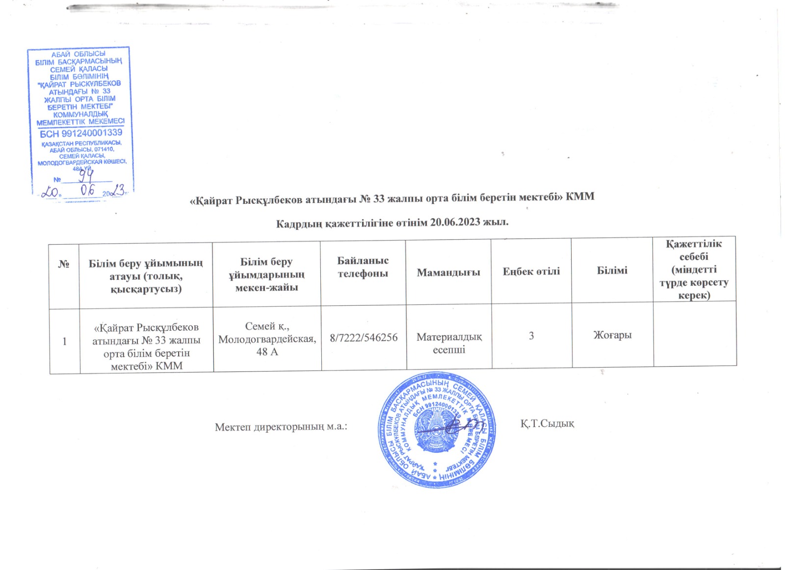 Кадр қажеттілігі